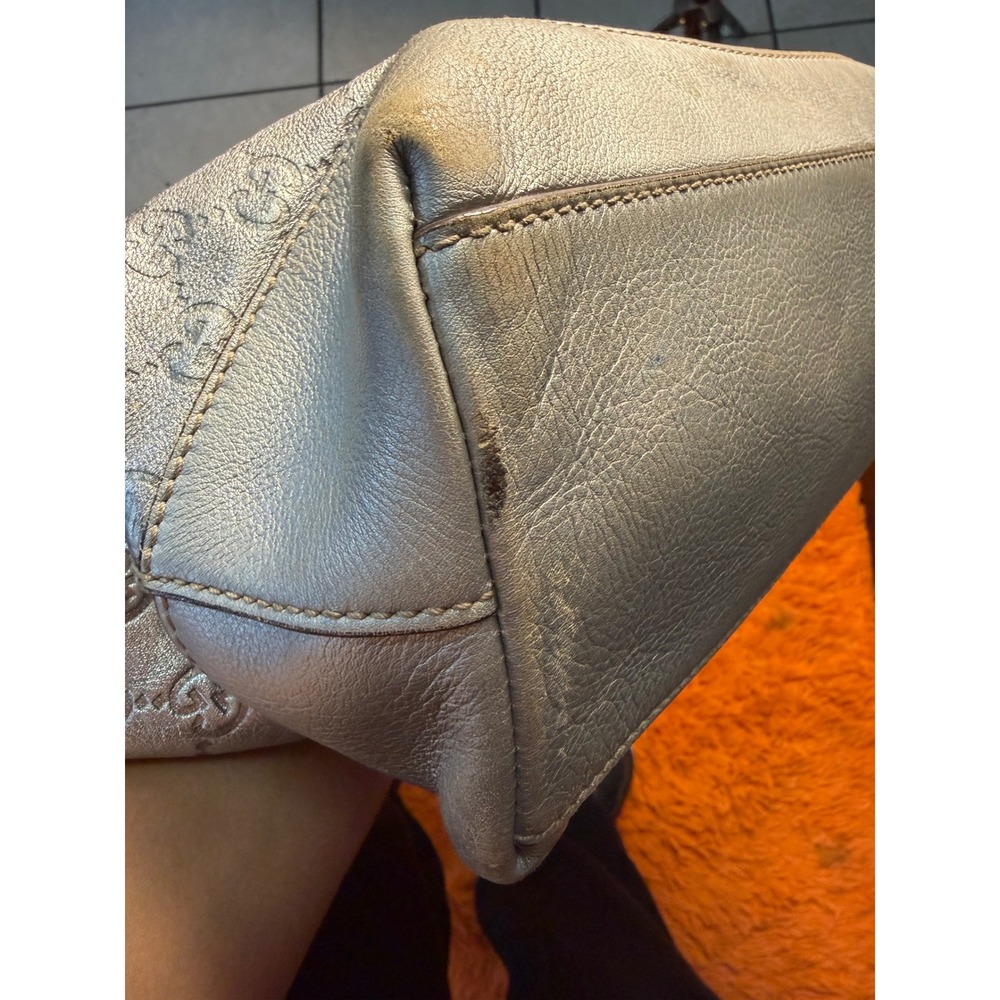 Gucci Joy Tote Metallic Silver Guccissima GG Monogram Leather Shoulder Bag - Picture 6 of 9